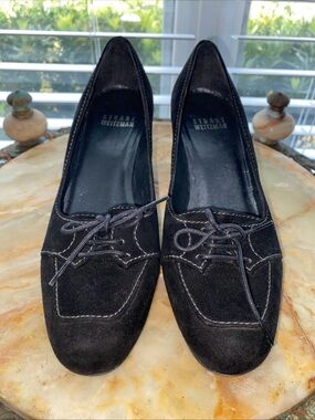Stuart Weitzman Black Suede heeled loafers Size 4M